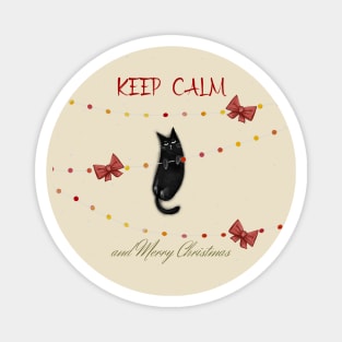 Merry Christmas - Black cats with Santa hat. Magnet